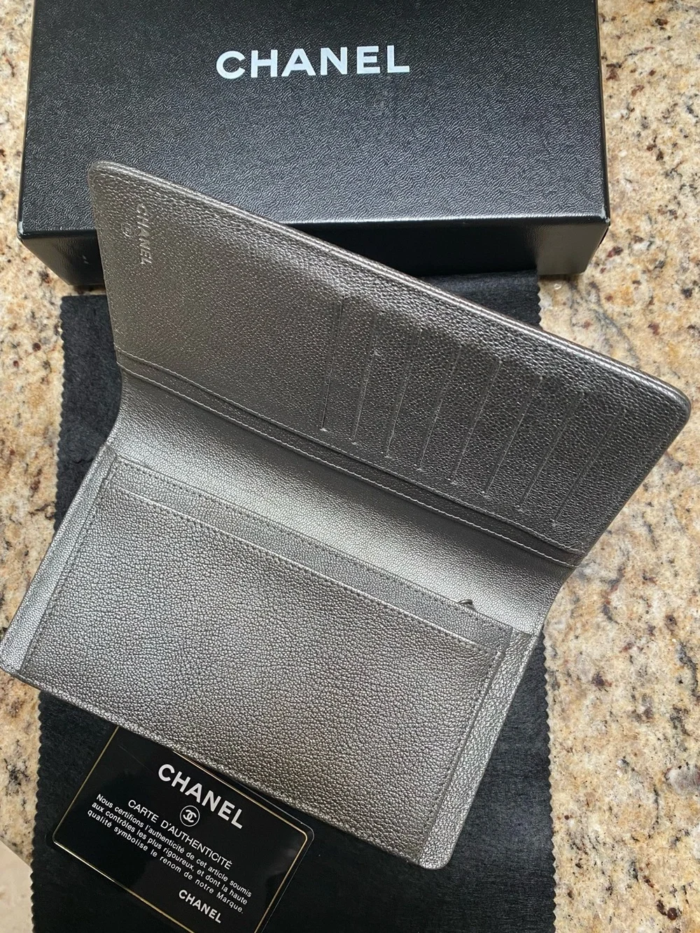 CHANEL Metallic Taupe Long Card Holder Wallet - Picture 2 of 3